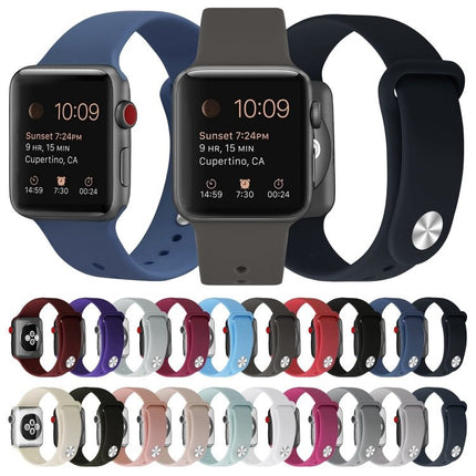 Silicone Replacement Strap Watchband For Apple Watch Series, 7 41mm / 6 & SE & 5 & 4 40mm / 3 & 2 & 1 38mm, 7 45mm / 6 & SE & 5 & 4 44mm / 3 & 2 & 1 42mm - DealBuddy
