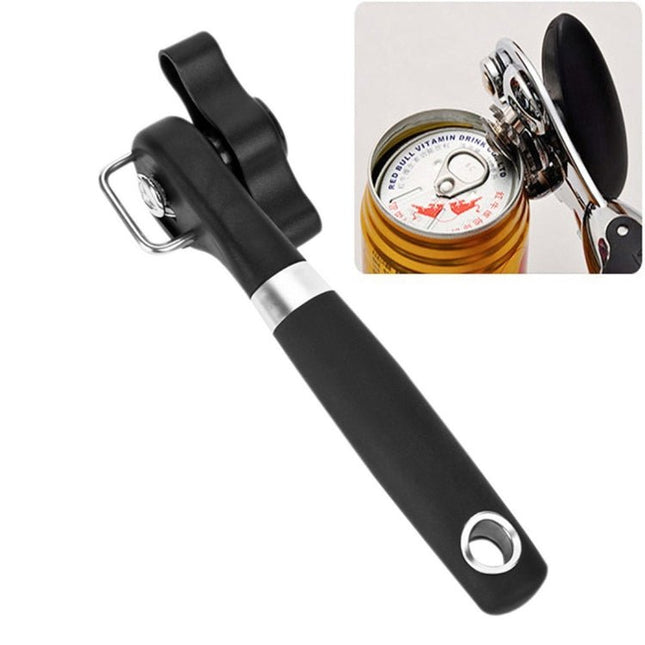 Single Handle Professional Ergonomic Manual Side Cut Can Opener Bottle Opener (Black) - DealBuddy
