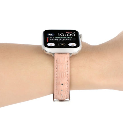 Slim Crocodile Leather Watch Band, For Apple Watch SE 40mm, For Apple Watch SE 44mm, For Apple Watch Series 6 40mm, For Apple Watch Series 6 44mm, For Apple Watch Series 5 44mm, For Apple Watch Series 5 40mm - DealBuddy