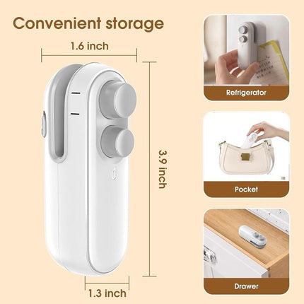 Small 2 - in - 1 Rechargeable Magnetic Snack Sealer Household Mini Sealing Machine, 2 - in - 1 White, 2 - in - 1 Green - DealBuddy