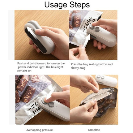 Small 2 - in - 1 Rechargeable Magnetic Snack Sealer Household Mini Sealing Machine, 2 - in - 1 White, 2 - in - 1 Green - DealBuddy