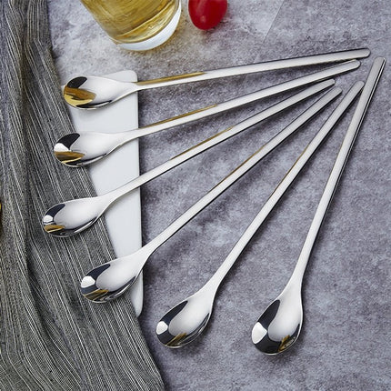 Stainless Steel Long - Handled Coffee Stirring Spoon Ice Cream Spoon - DealBuddy