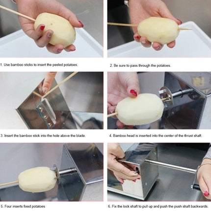 Stainless Steel Manual Spiral Tornado Tower Hand Shake Potato Rotary Chips Twister Slicer Cutter - DealBuddy