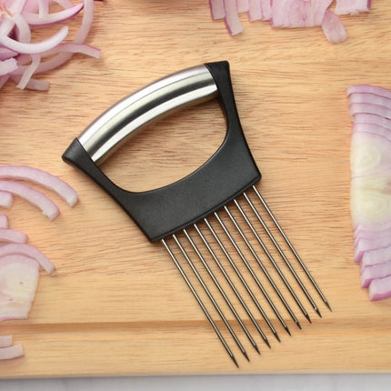 Stainless Steel Onion Fork Holder Pin Kitchen Vegetable Slicing Aid - DealBuddy