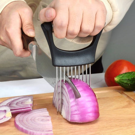 Stainless Steel Onion Fork Holder Pin Kitchen Vegetable Slicing Aid - DealBuddy