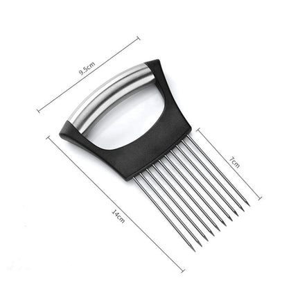 Stainless Steel Onion Fork Holder Pin Kitchen Vegetable Slicing Aid - DealBuddy