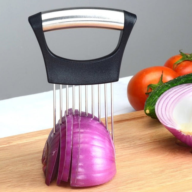 Stainless Steel Onion Fork Holder Pin Kitchen Vegetable Slicing Aid - DealBuddy