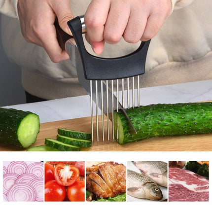 Stainless Steel Onion Fork Holder Pin Kitchen Vegetable Slicing Aid - DealBuddy