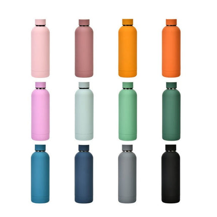 Stainless Steel Outdoor Matte Water Bottle Portable Sports Water Cup Rubber Paint Insulation Cup - DealBuddy