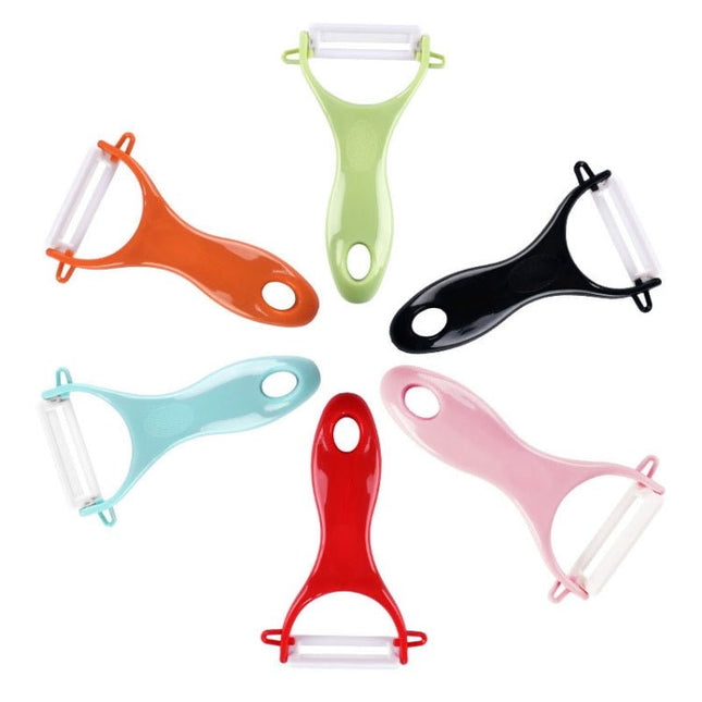 T Shaped Ceramic Skin Peeler with Durable ABS Handle, Random Color Delivery - DealBuddy