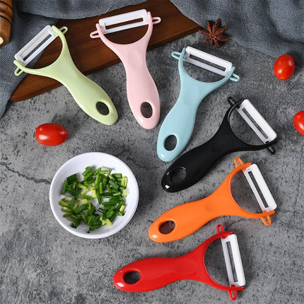 T Shaped Ceramic Skin Peeler with Durable ABS Handle, Random Color Delivery - DealBuddy
