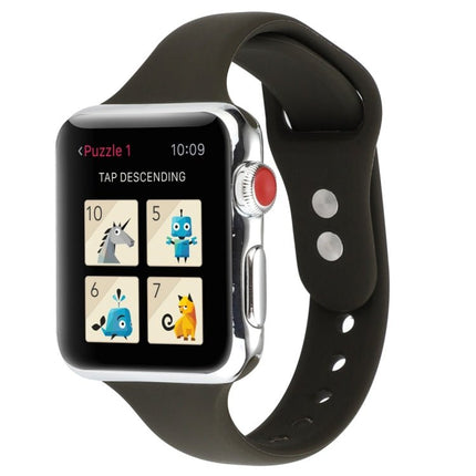 Thin Silicone Double Buckle Replacement Wrist Strap, For Apple Watch 5 & 4 44mm / 3 & 2 & 1 42mm - DealBuddy