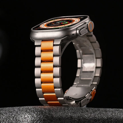 Three Beads Titanium Alloy Metal Watch Band, For Apple Watch Series 10 46mm, For Apple Watch Series 10 42mm, For Apple Watch SE 2023 44mm, For Apple Watch SE 2023 40mm, For Apple Watch Ultra 2 49mm, For Apple Watch Series 9 45mm                        ... - DealBuddy