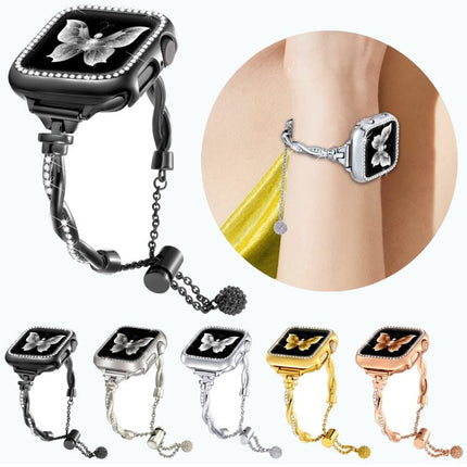 Twist Bracelet Diamond Metal Watch Band, For Apple Watch SE 2022 44mm, For Apple Watch Series 7 41mm, For Apple Watch Series 7 45mm, For Apple Watch SE 40mm, For Apple Watch SE 44mm, For Apple Watch 6 40mm, For Apple Watch Series 6 44mm                ... - DealBuddy