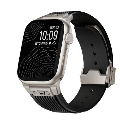 Vertical Texture Titanium Buckle Elastic Silicone Watch Band, For Apple Watch Series 10 46mm, For Apple Watch Series 10 42mm, For Apple Watch SE 2023 44mm, For Apple Watch Ultra 2 49mm, For Apple Watch Series 9 45mm, For Apple Watch Ultra 49mm         ... - DealBuddy