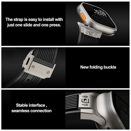 Vertical Texture Titanium Buckle Elastic Silicone Watch Band, For Apple Watch Series 10 46mm, For Apple Watch Series 10 42mm, For Apple Watch SE 2023 44mm, For Apple Watch Ultra 2 49mm, For Apple Watch Series 9 45mm, For Apple Watch Ultra 49mm         ... - DealBuddy