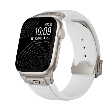Vertical Texture Titanium Buckle Elastic Silicone Watch Band, For Apple Watch Series 10 46mm, For Apple Watch Series 10 42mm, For Apple Watch SE 2023 44mm, For Apple Watch Ultra 2 49mm, For Apple Watch Series 9 45mm, For Apple Watch Ultra 49mm         ... - DealBuddy