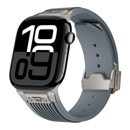 Vertical Texture Titanium Buckle Elastic Silicone Watch Band, For Apple Watch Series 10 46mm, For Apple Watch Series 10 42mm, For Apple Watch SE 2023 44mm, For Apple Watch Ultra 2 49mm, For Apple Watch Series 9 45mm, For Apple Watch Ultra 49mm         ... - DealBuddy