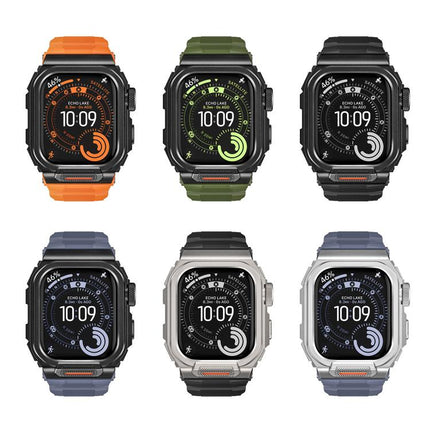 Vibrant Zinc Alloy Cover Integrated Silicone Watch Band, For Apple Watch Series 11 / 10 46mm - DealBuddy