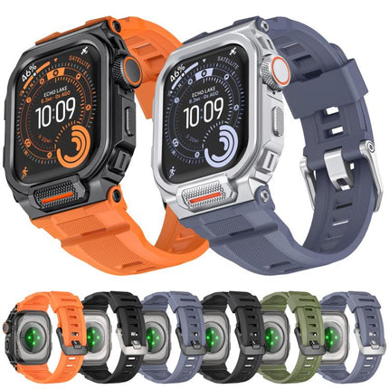 Vibrant Zinc Alloy Cover Integrated Silicone Watch Band, For Apple Watch Series 11 / 10 46mm - DealBuddy
