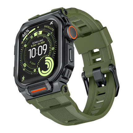 Vibrant Zinc Alloy Cover Integrated Silicone Watch Band, For Apple Watch Series 11 / 10 46mm - DealBuddy