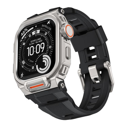 Vibrant Zinc Alloy Cover Integrated Silicone Watch Band, For Apple Watch Series 11 / 10 46mm - DealBuddy