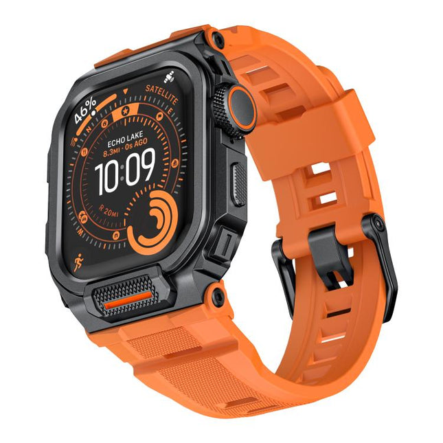 Vibrant Zinc Alloy Cover Integrated Silicone Watch Band, For Apple Watch Series 11 / 10 46mm - DealBuddy
