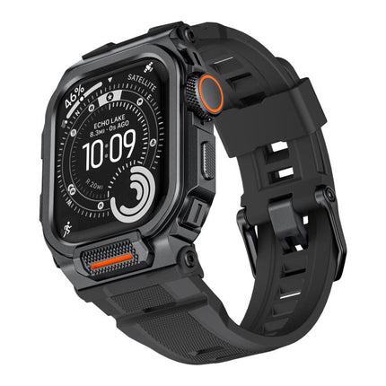 Vibrant Zinc Alloy Cover Integrated Silicone Watch Band, For Apple Watch Series 11 / 10 46mm - DealBuddy