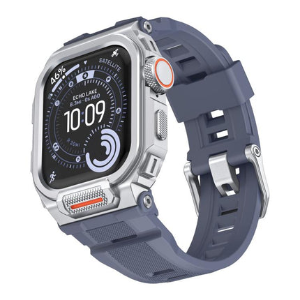 Vibrant Zinc Alloy Cover Integrated Silicone Watch Band, For Apple Watch Series 11 / 10 46mm - DealBuddy