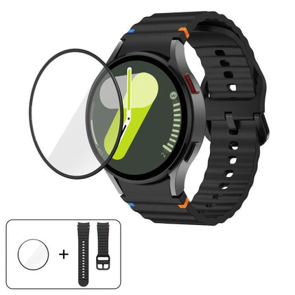 Wave Stitching Silicone Watch Band with 3D Curved Film, For Samsung Galaxy Watch FE 40mm, For Samsung Galaxy Watch7 44mm, For Samsung Galaxy Watch7 40mm, For Samsung Galaxy Watch6 Classic 47mm - DealBuddy