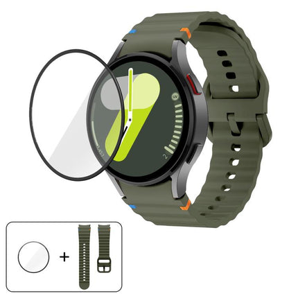 Wave Stitching Silicone Watch Band with 3D Curved Film, For Samsung Galaxy Watch FE 40mm, For Samsung Galaxy Watch7 44mm, For Samsung Galaxy Watch7 40mm, For Samsung Galaxy Watch6 Classic 47mm - DealBuddy