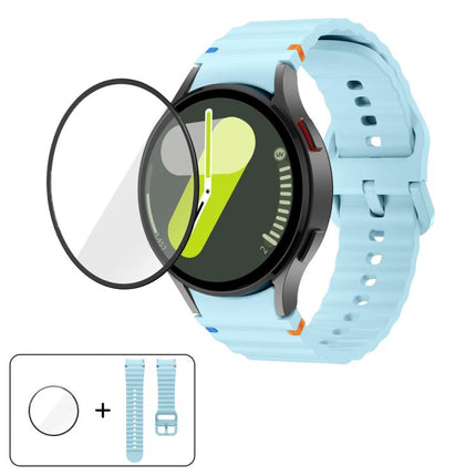 Wave Stitching Silicone Watch Band with 3D Curved Film, For Samsung Galaxy Watch FE 40mm, For Samsung Galaxy Watch7 44mm, For Samsung Galaxy Watch7 40mm, For Samsung Galaxy Watch6 Classic 47mm - DealBuddy