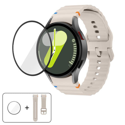 Wave Stitching Silicone Watch Band with 3D Curved Film, For Samsung Galaxy Watch5 Pro 45mm, For Samsung Galaxy Watch5 40mm, For Samsung Galaxy Watch4 44mm, For Samsung Galaxy Watch4 40mm - DealBuddy