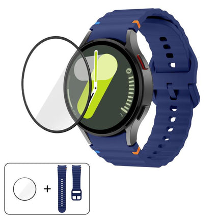 Wave Stitching Silicone Watch Band with 3D Curved Film, For Samsung Galaxy Watch6 44mm, For Samsung Galaxy Watch6 40mm, For Samsung Galaxy Watch6 Classic 43mm, For Samsung Galaxy Watch5 44mm - DealBuddy