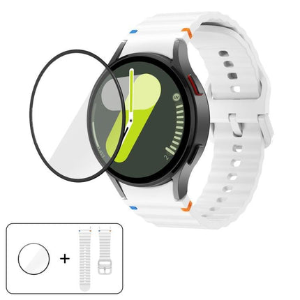 Wave Stitching Silicone Watch Band with 3D Curved Film, For Samsung Galaxy Watch6 44mm, For Samsung Galaxy Watch6 40mm, For Samsung Galaxy Watch6 Classic 43mm, For Samsung Galaxy Watch5 44mm - DealBuddy