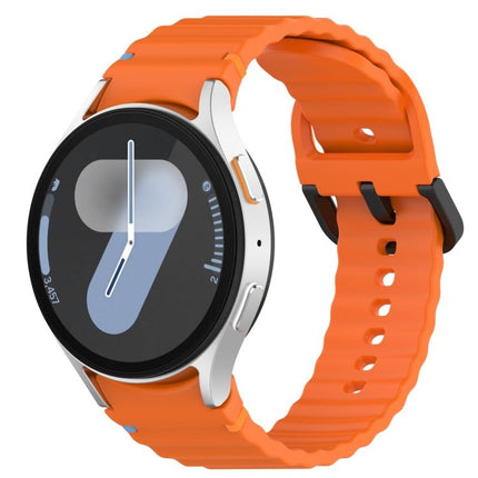 Wavy Grain Stitched Black Buckle Silicone Watch Band, For Samsung Galaxy Watch FE 40mm, For Samsung Galaxy Watch 7 40 / 44mm, For Samsung Galaxy Watch 6 Classic 43 / 47mm, For Samsung Galaxy Watch 6 40 / 44mm - DealBuddy