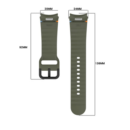 Wavy Grain Stitched Black Buckle Silicone Watch Band, For Samsung Galaxy Watch FE 40mm, For Samsung Galaxy Watch 7 40 / 44mm, For Samsung Galaxy Watch 6 Classic 43 / 47mm, For Samsung Galaxy Watch 6 40 / 44mm - DealBuddy