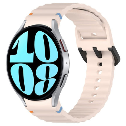 Wavy Grain Stitched Black Buckle Silicone Watch Band, For Samsung Galaxy Watch FE 40mm, For Samsung Galaxy Watch 7 40 / 44mm, For Samsung Galaxy Watch 6 Classic 43 / 47mm, For Samsung Galaxy Watch 6 40 / 44mm - DealBuddy