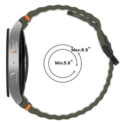 Wavy Grain Stitched Black Buckle Silicone Watch Band, For Samsung Galaxy Watch FE 40mm, For Samsung Galaxy Watch 7 40 / 44mm, For Samsung Galaxy Watch 6 Classic 43 / 47mm, For Samsung Galaxy Watch 6 40 / 44mm - DealBuddy