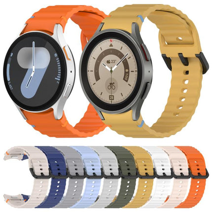 Wavy Grain Stitched Black Buckle Silicone Watch Band, For Samsung Galaxy Watch FE 40mm, For Samsung Galaxy Watch 7 40 / 44mm, For Samsung Galaxy Watch 6 Classic 43 / 47mm, For Samsung Galaxy Watch 6 40 / 44mm - DealBuddy