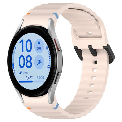 Wavy Grain Stitched Black Buckle Silicone Watch Band, For Samsung Galaxy Watch FE 40mm, For Samsung Galaxy Watch 7 40 / 44mm, For Samsung Galaxy Watch 6 Classic 43 / 47mm, For Samsung Galaxy Watch 6 40 / 44mm - DealBuddy