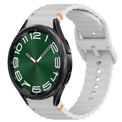 Wavy Grain Stitched Quick Release Silicone Watch Band, For Samsung Galaxy Watch FE 40mm, For Samsung Galaxy Watch 7 44mm, For Samsung Galaxy Watch 7 40mm, For Samsung Galaxy Watch 6 Classic 47mm - DealBuddy
