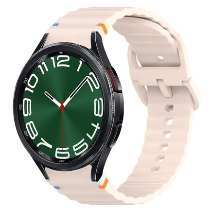 Wavy Grain Stitched Quick Release Silicone Watch Band, For Samsung Galaxy Watch FE 40mm, For Samsung Galaxy Watch 7 44mm, For Samsung Galaxy Watch 7 40mm, For Samsung Galaxy Watch 6 Classic 47mm - DealBuddy