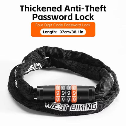 WEST BIKING 38 - inch Bike Chain Lock 4 - Digit Combination Security Lock for Bicycles, E - Bikes, Scooters - DealBuddy