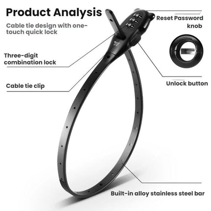 WEST BIKING Bicycle/Motorcycle Helmet Anti - Theft Portable Combination Cable Tie Lock - DealBuddy