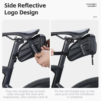WEST BIKING Hard Shell Bike Saddle Bag Cycling Seat Pack with Reflective Strips & Tail Light Mount - DealBuddy