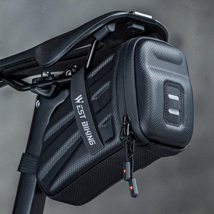 WEST BIKING Hard Shell Bike Saddle Bag Cycling Seat Pack with Reflective Strips & Tail Light Mount - DealBuddy