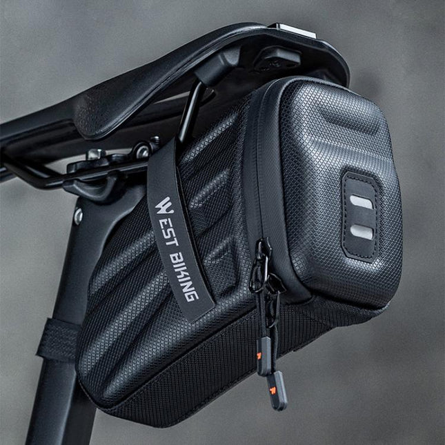 WEST BIKING Hard Shell Bike Saddle Bag Cycling Seat Pack with Reflective Strips & Tail Light Mount - DealBuddy