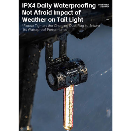 WEST BIKING Smart Sensor Bike Tail Light, 180 - degree Wide Angle, IPX4 Waterproof, Dynamic LED Effects with Battery Display - DealBuddy