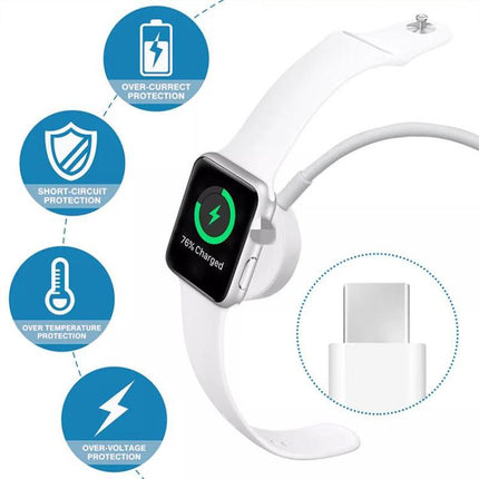 xDfind For Apple Watch Smart Watch Silicone Charging Holder and Type - C Charger Set, Silicone+Type - C (White), Silicone+Type - C (Black) - DealBuddy